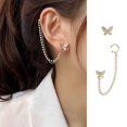 thumbnail image 4 of Butterfly Cuff Earrings Rhinestone Cuff Chain Earrings Ear Clips Stud Earrings, 4 of 10