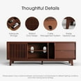 thumbnail image 3 of JOINCE,66" TV Stand for 60/65/75 inch tv, Mid Century Modern Entertainment Center/TV Stand and Media Console Table with Drawer and Shelf, Slatted Door TV Console for Living Room, Bedroom, Walnut, 3 of 15