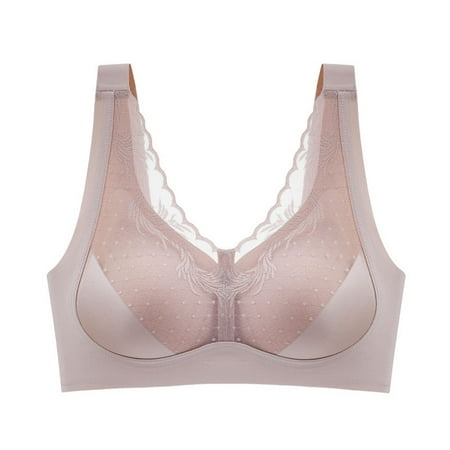 YHGFVOKJ Bras for Women Full-coverage Casual Comfort-strap No Steel Ring Bra Latex Thin Breathable Push Up Sports Sleep Underwear Strapless Bras for Women Pink L