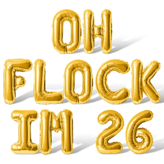 Letter Balloons - OH FLOCK IM 26 16" Inch Alphabet Letters Foil Mylar Balloon 26th Birthday Party Banner (Gold)