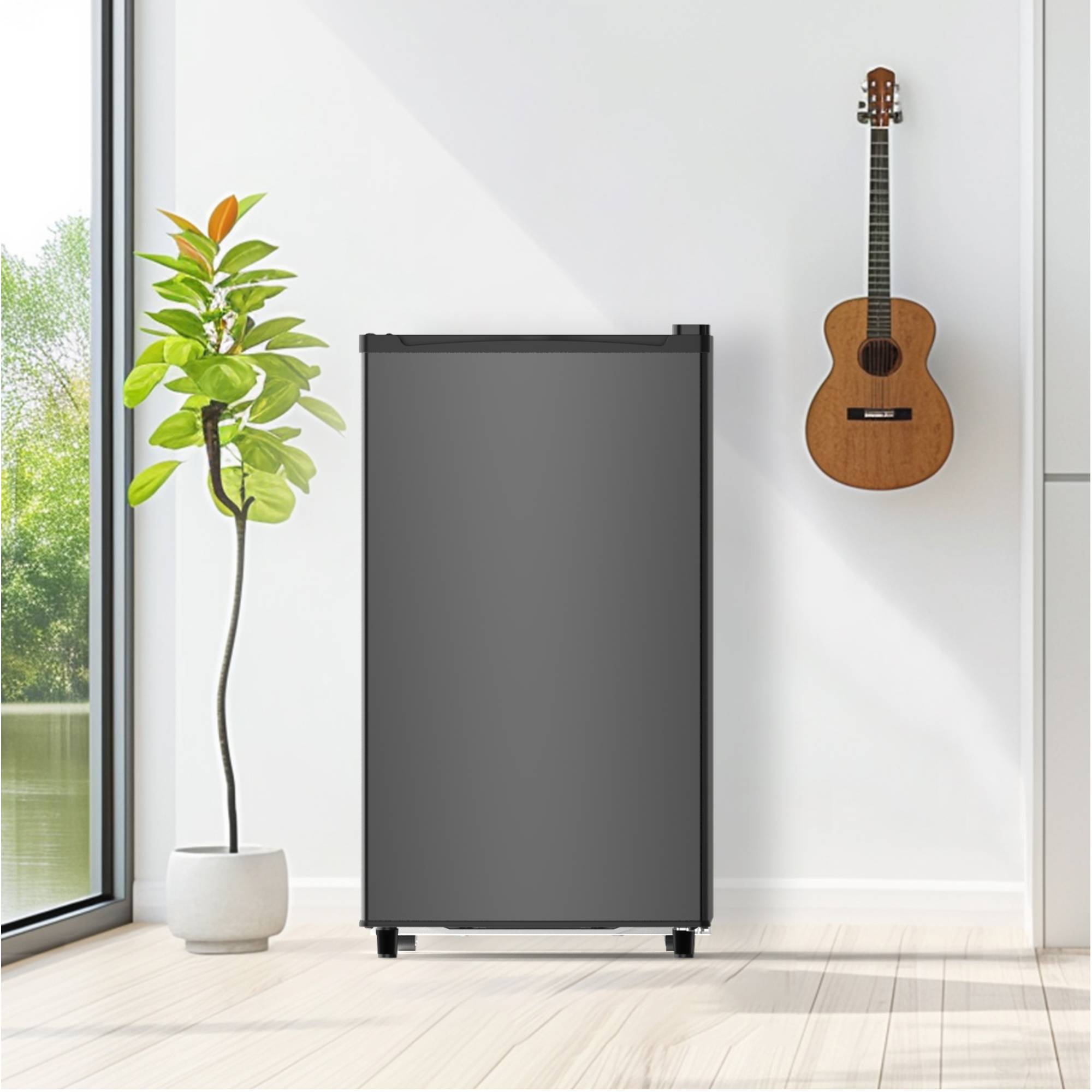 3.2 Cu.Ft Mini Fridge with Freezer Single Door Small Refrigerator with Adjustable Thermostat for Apartment,Dorm, Office, Black