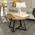 thumbnail image 1 of Walker Edison Metal Wrap Round Coffee Table with Coffee Table, Rustic Urban Industrial, Black, 1 of 2