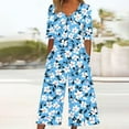 thumbnail image 2 of Edvintorg Women's Jumpsuits Vintage Floral Printed Short Sleeve V Neck Back Zipper Wide Leg Jumpsuits with Pocket Summer Beach Vacation Clothes, 2 of 5