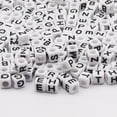 thumbnail image 5 of 100-500 piezas de cuentas acrílicas con letras mixtas cuadradas blancas y negras, cuentas espaciadoras sueltas con forma de cubo y alfabeto para hacer joyas, accesorios de bricolaje, 5 of 5