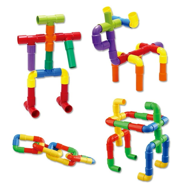 Bloques de construcción de tuberías de colores para niños, juguetes para armar túneles de tuberías, modelo de bloques, juguetes para niños, regalo