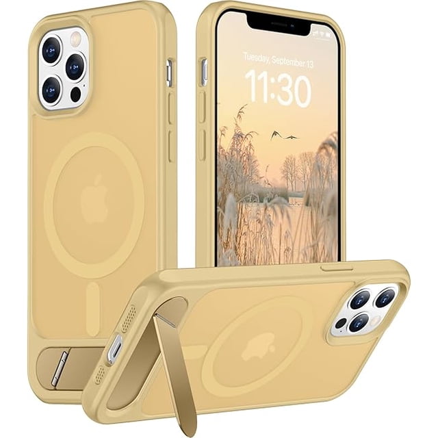 Funda Magnética con Soporte invisible Integrado, Delgada y Fina, para iPhone 12 Pro Max 6.7", Marrón Claro