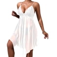 thumbnail image 2 of Warop Women's Camisole Dress with V-Neck, Lace and Sheer Mesh, Sexy Backless Slit Nightgown for Bedroom and Lounge, 2 of 4