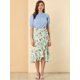 thumbnail image 2 of Allegra K Falda midi cruzada floral para mujer Faldas asimétricas de cintura con lazo con volantes Cian XL, 2 of 6
