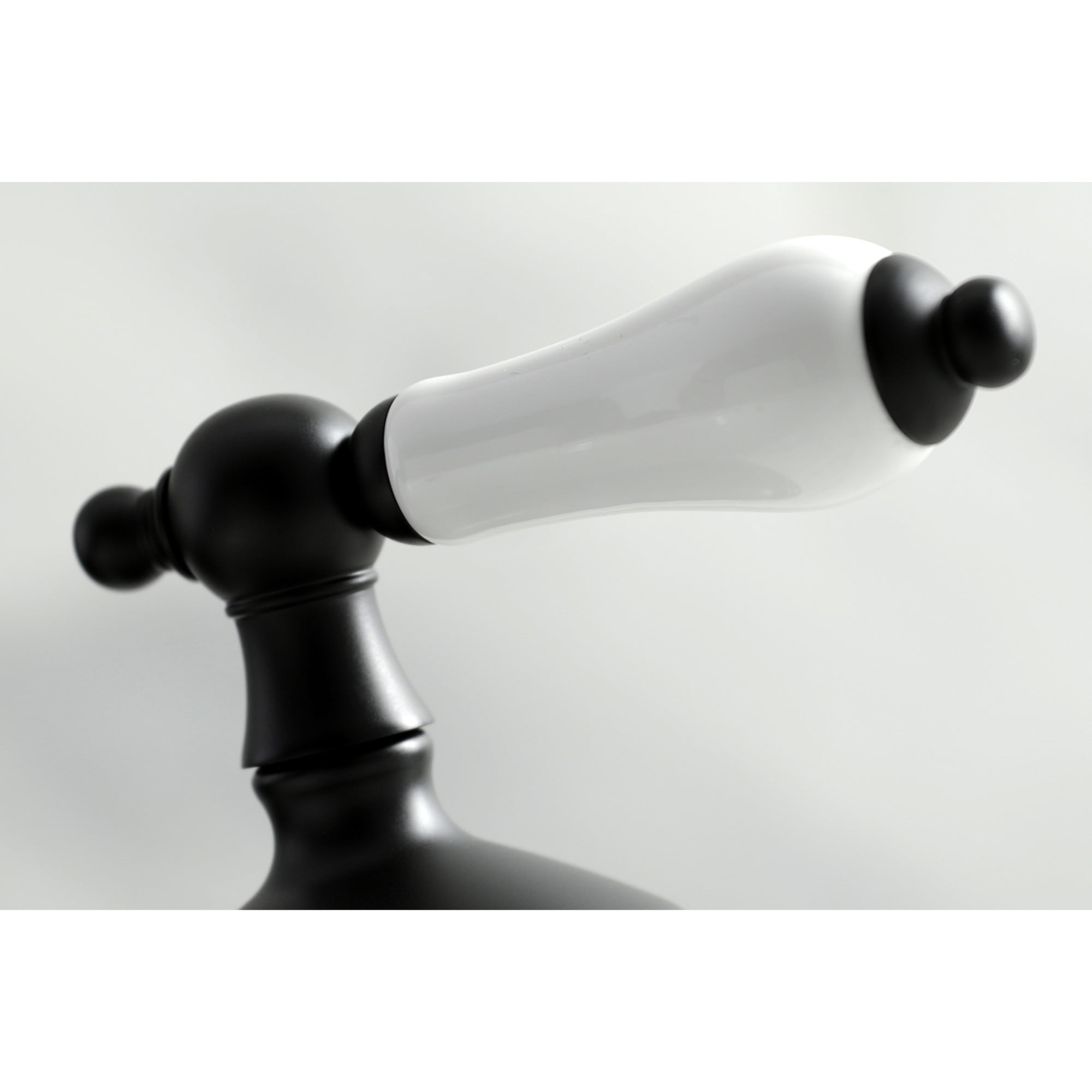Kingston Brass KS1160PL Heritage Two-Handle 3-Hole Deck Mount Widespread Bathroom Faucet with Brass Pop-Up in Matte Black