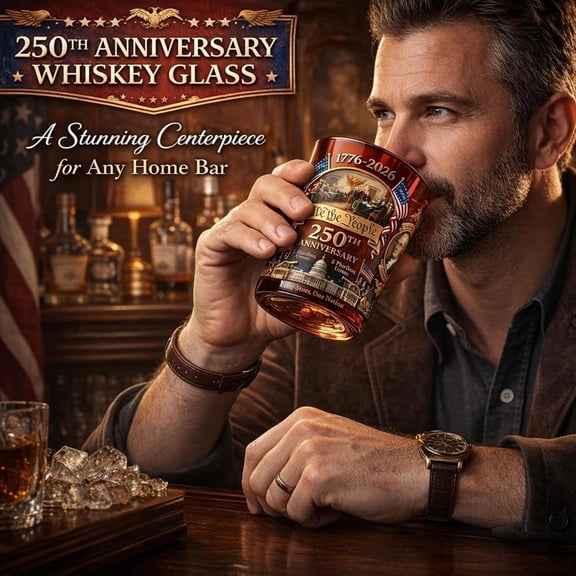 America 250th Anniversary “We The People” Heritage Whiskey Glass - Heritage Series Commemorative Heavy Tumbler for Bourbon, Scotch & Patriotic Display