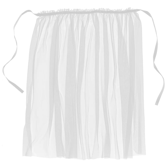 LOLIPPYY Elegant White Tulle Wrap Skirt with Adjustable Lace-Up Waist and Single Layer Mesh Design