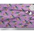 thumbnail image 3 of Soimoi Purple Rayon Fabric Leaves,Floral & American Robin Bird Printed Fabric 1 Yard 42 Inch Wide, 3 of 3