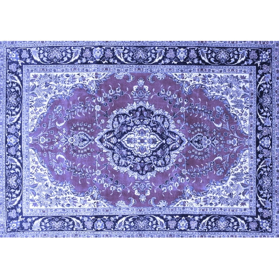 Ahgly Company Indoor Rectangle Medallion Blue Traditional Area Rugs, 6' x 9'