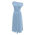 thumbnail image 4 of Vestido largo informal liso con hombros descubiertos y bolsillos, poliéster spandex, corte holgado, tallas S-XL, 4 of 4