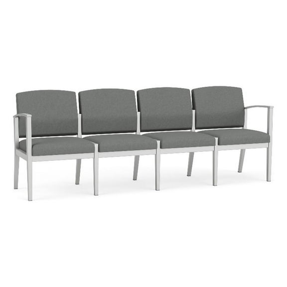 Amherst Steel Reception Waiting 4-Seat Chair / Silver Steel / Light Gray