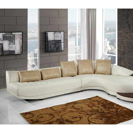 Global Furniture Sectional in Ivory Leather - Walmart.com