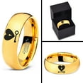 thumbnail image 4 of Tungsten Heart and Key Band Ring 7mm Men Women Comfort Fit 18k Yellow Gold Dome Polished, 4 of 4