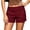 Burgundy, variant on Women's Summer Shorts Slim Fitted Solid Color Elastic Shorts Button Front Zipper Fly Comfy Shorts Burgundy