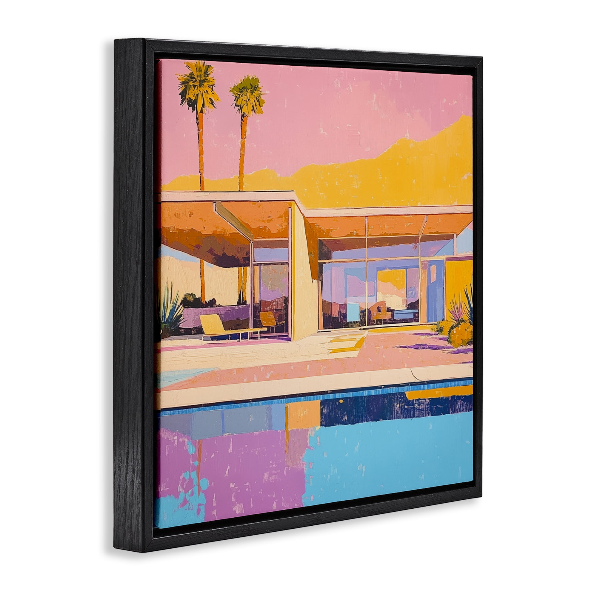 Stupell Industries Vivid Villa at Sunset Black Framed Floater Canvas Wall Art, design by Walker Noble