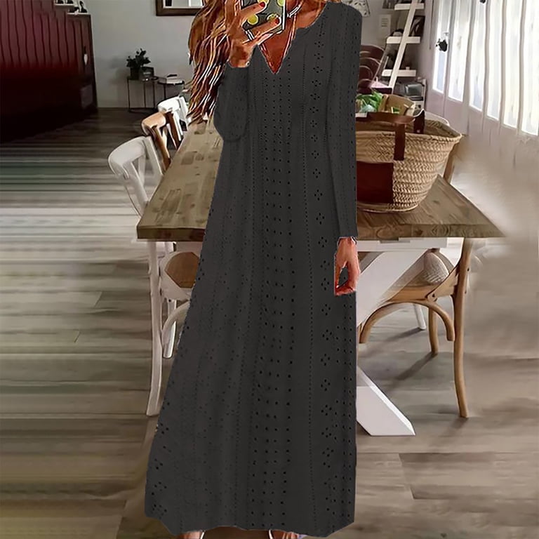 chinese dress ladies Long Sleeve Shift Maxi Dress main image 1