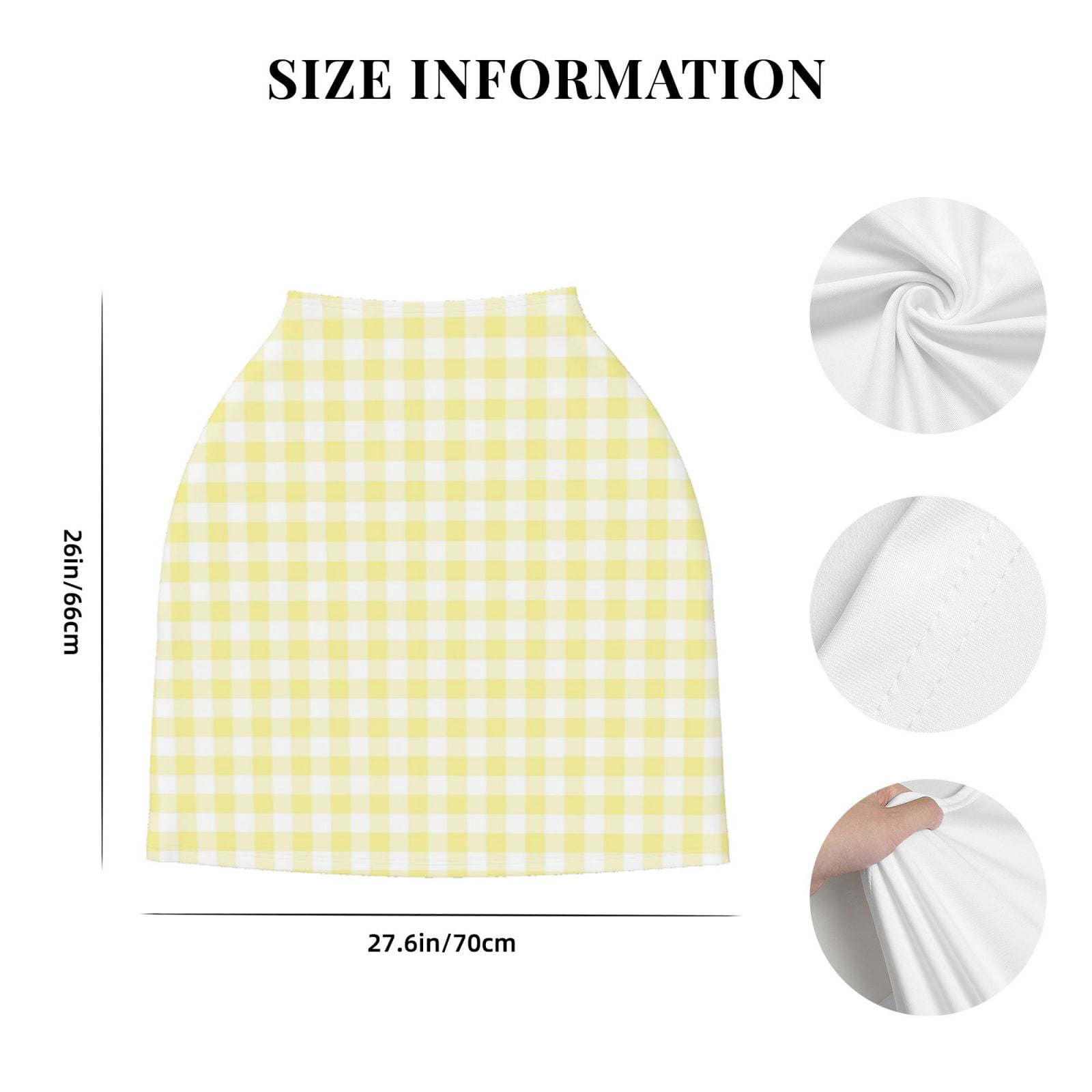Fotbe Lemon Yellow Checkboard Pattern Car Seat Covers for Babies, Nursing Breastfeeding Cover Infant Carseat Canopy, Soft Stretchy Carrier Cover