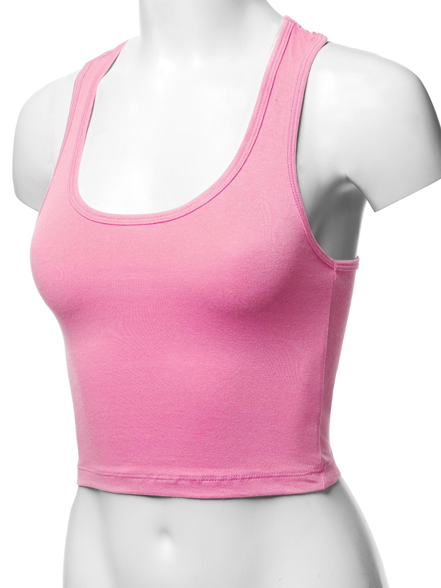 Women's Cotton Scoop Neck Racerback Crop Top - Sleeveless Casual Tank, Soft Stretch Fabric - View #3