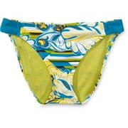 Juniors Graphic Floral Scoop Bikini Bottom