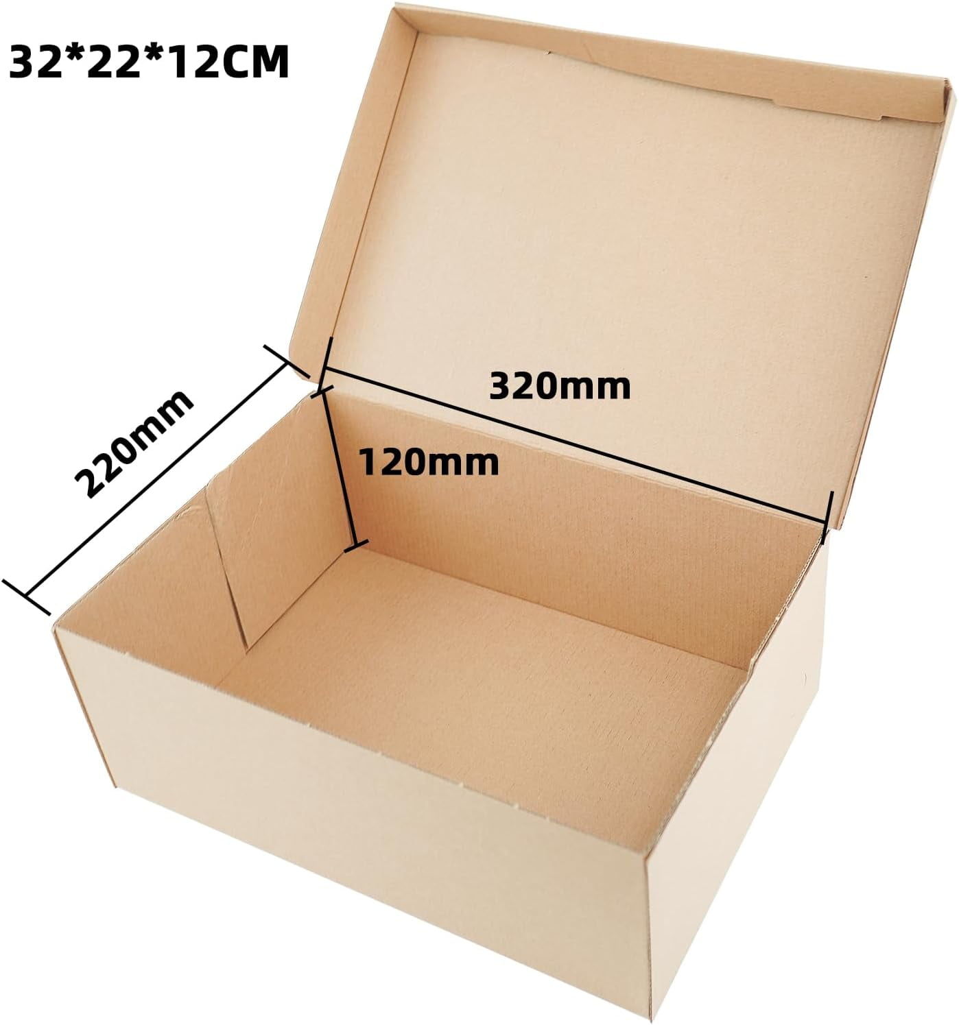 10 Pack Cardboard Shoe Boxes with Lid, 12.6x8.7x4.73", Multi-Purpose Storage Box for Home Office Organization Containers, Foldable Cardboard Carton, Gift Parcel (STRBOXONG