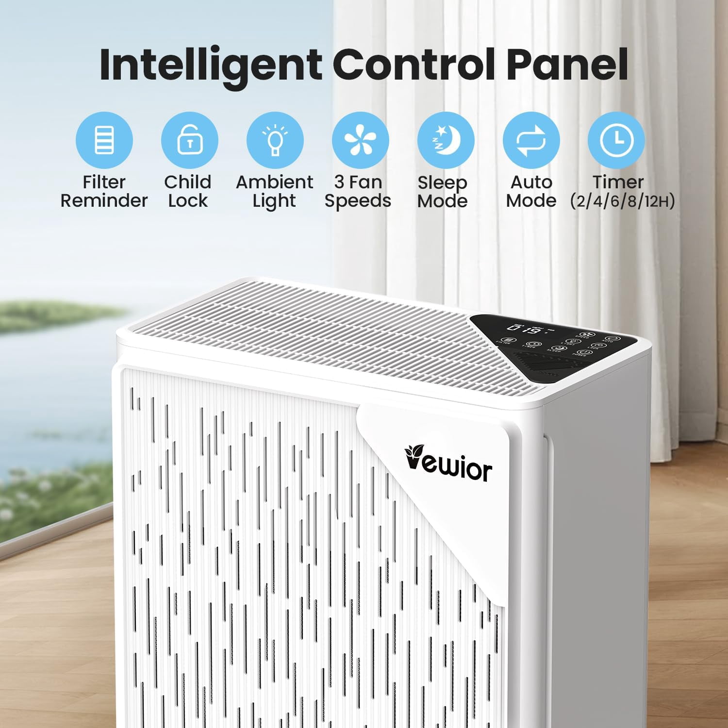 Air Purifier for Home Large Room H13 True HEPA Air Cleaner for Bedroom with PM2.5 Display Air Quality Sensor Fragrance Diffuser for Wildfire Smoke Pet Hair Dust Odor 10In 4 Fan Speeds