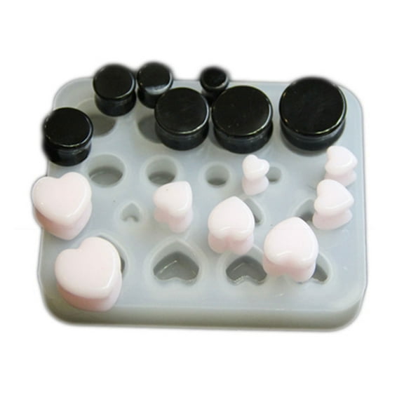 Ear Stretching Molds Round Heart Shaped Ear Expander Moulds Silicone Material