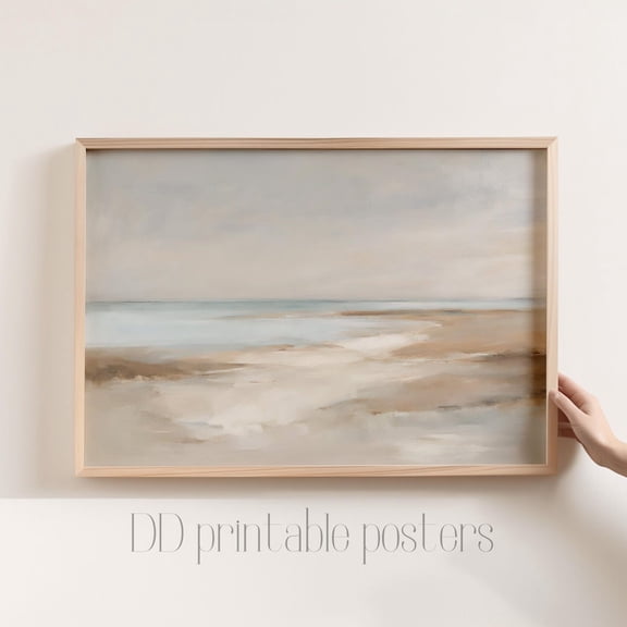 Abstract Beach Neutral Coastal Landscape Art Home Decor UNFRAMED Poster, Wall Art for Decor, Present, 8x12
