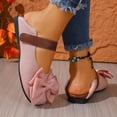 thumbnail image 5 of Womens Vintage Mary Jane Flats Bow Faux Suede Hook-and-Loop Strap Round Toe Cushioned Insole Non-Slip Pink,Size 7.5, 5 of 9
