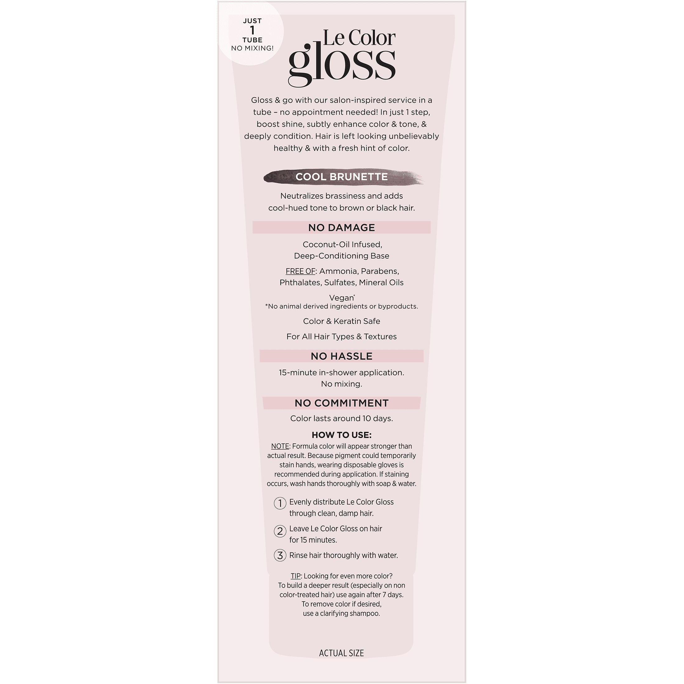 L'Oreal Paris Le Color Gloss One Step Toning Gloss Hair Color, 3 Cool Brunette, 4 fl oz