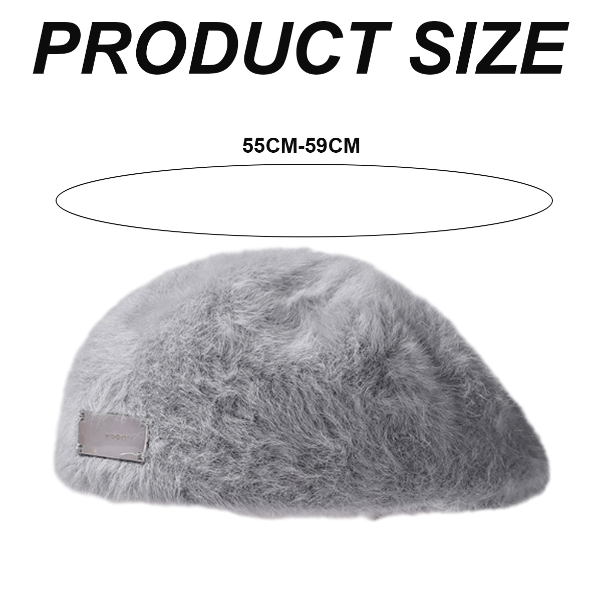 Rabbit Hair Blend Stylish Gray and Silver Beret Wool Knitted Beret Hat for Women | Light Grey Tartan - Miss  main image 4