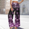 thumbnail image 4 of Petite High Waisted Wide Leg Palazzo Pants, Summer Casual Boho Beach Style, Polyester Spandex, Purple 3XL, Size S-3XL, 4 of 7