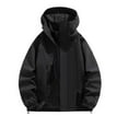 thumbnail image 5 of Windbreaker Jackets for Men Man Solid Color Water Resistance Drawstring Pockets Hooded Outdoor Jacket Coat Mens Windbreaker Jackets Black 2XL, 5 of 7