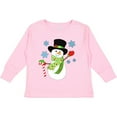 thumbnail image 3 of Inktastic Christmas Snowman in Top Hat with Candy Cane Boys or Girls Long Sleeve Toddler T-Shirt, 3 of 5