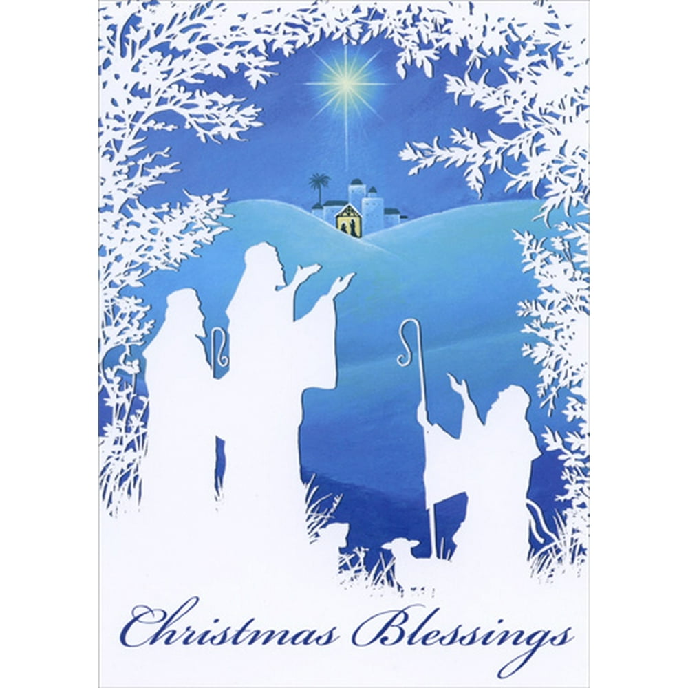 LPG Greetings Shepherds Keeping Watch Silhouette: Box of 18 Sarah