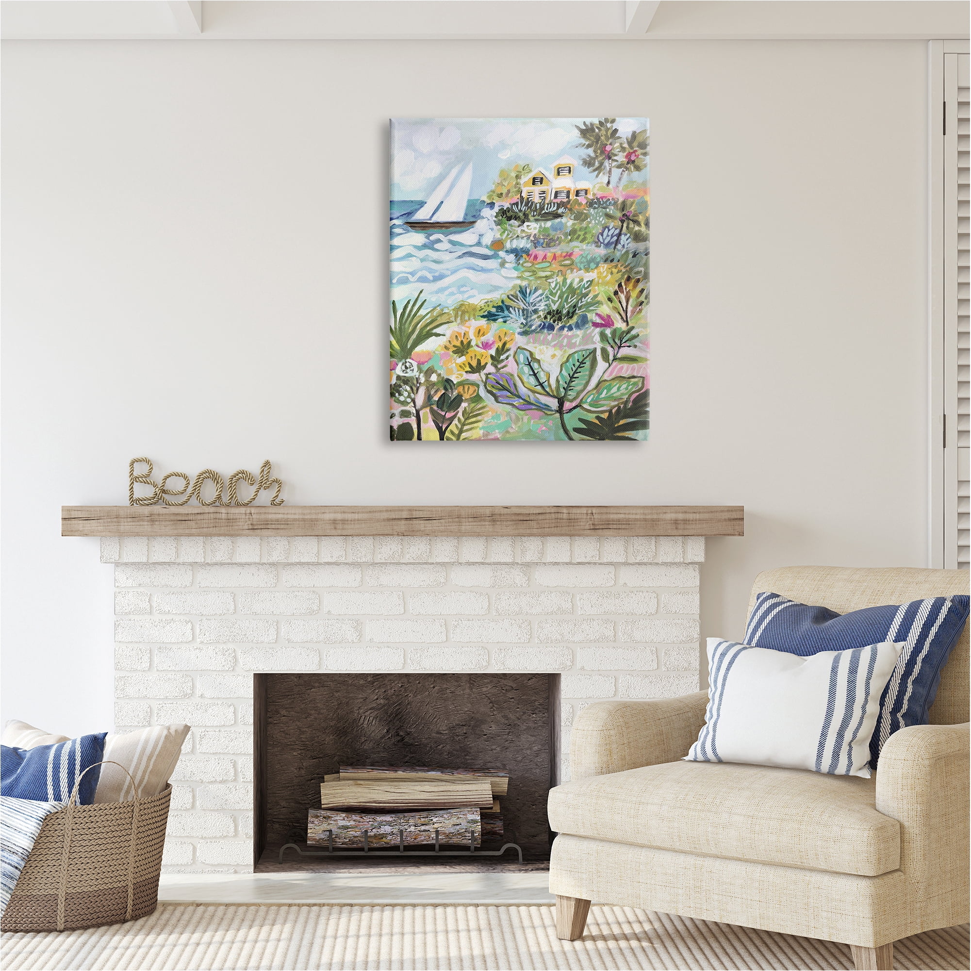 Stupell Industries Abstract Nautical Scene Landscape Painting Gallery Wrapped Canvas Art Print Wall Art, 30 x 40