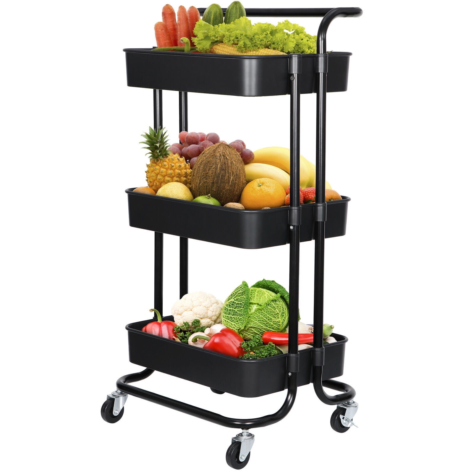 3Tier Rolling Carts with Wheels Storage Cart Makeup Cart for Kitchen