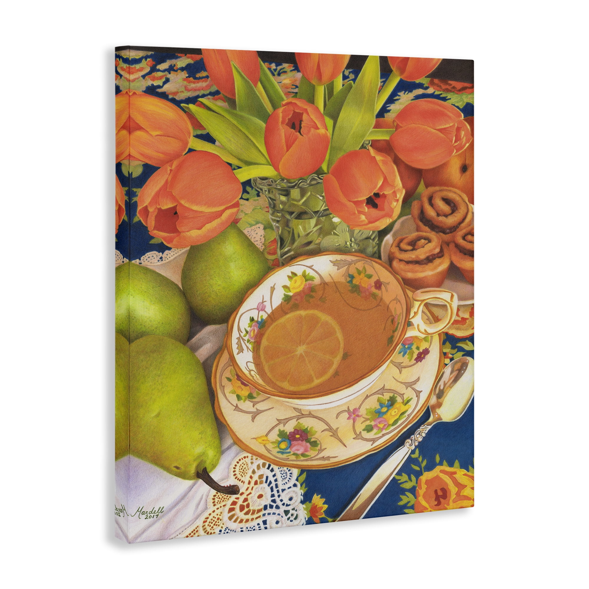 Stupell Industries Tea with Orange Tulips Food & Beverage Painting Gallery Wrapped Canvas Art Print Wall Art, 24 x 30