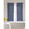 thumbnail image 3 of Navy Blue Striped Tier Curtains 45 Inch Length,Sheer Curtains for Bedroom Living Room Window Farmhouse Modern Striped Minimalist Short Kitchen Curtains Drapes for Small Half Window 27.5"x45" 2 Panels, 3 of 7