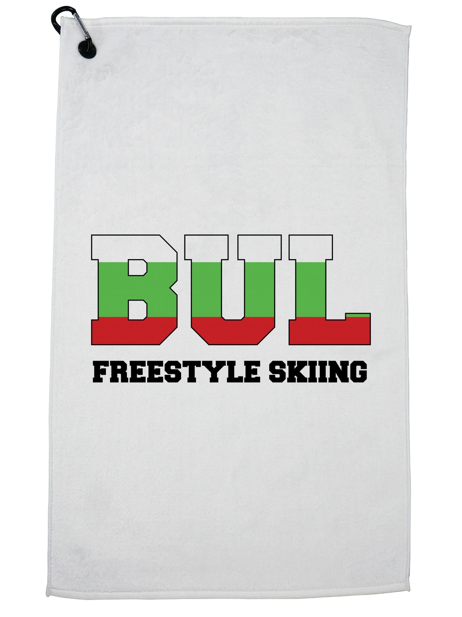 Bulgarian Freestyle Skiing Winter Olympic BUL Flag Golf Towel with Carabiner Clip by Hollywood Thread