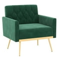 thumbnail image 1 of Costway Modern Velvet Accent Chair with Button Tufted Back Golden Metal Legs & Foot Pads Green, 1 of 8