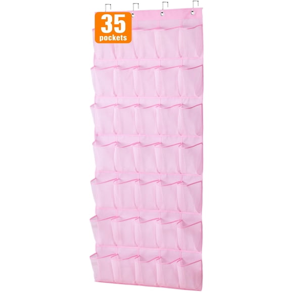 Organizador de Zapatos MISSLO 35 Bolsillos para Niños para Colgar en la Puerta Rosa