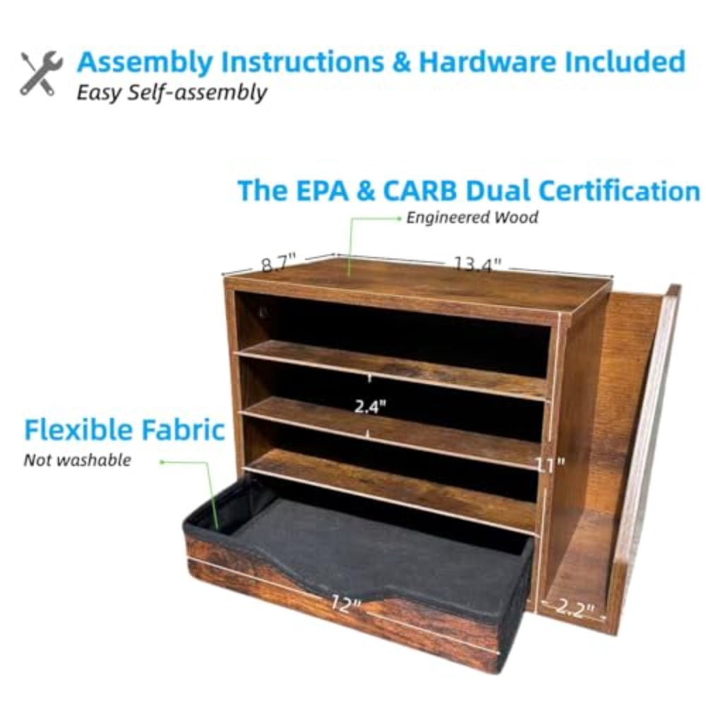 Wooden Desk Organizer with Drawers Wood Desk Organizers and Accessories 4 Tier Desk Organizer with Adjustable Shelves Paper File Mail Organizer for Home Office Brown