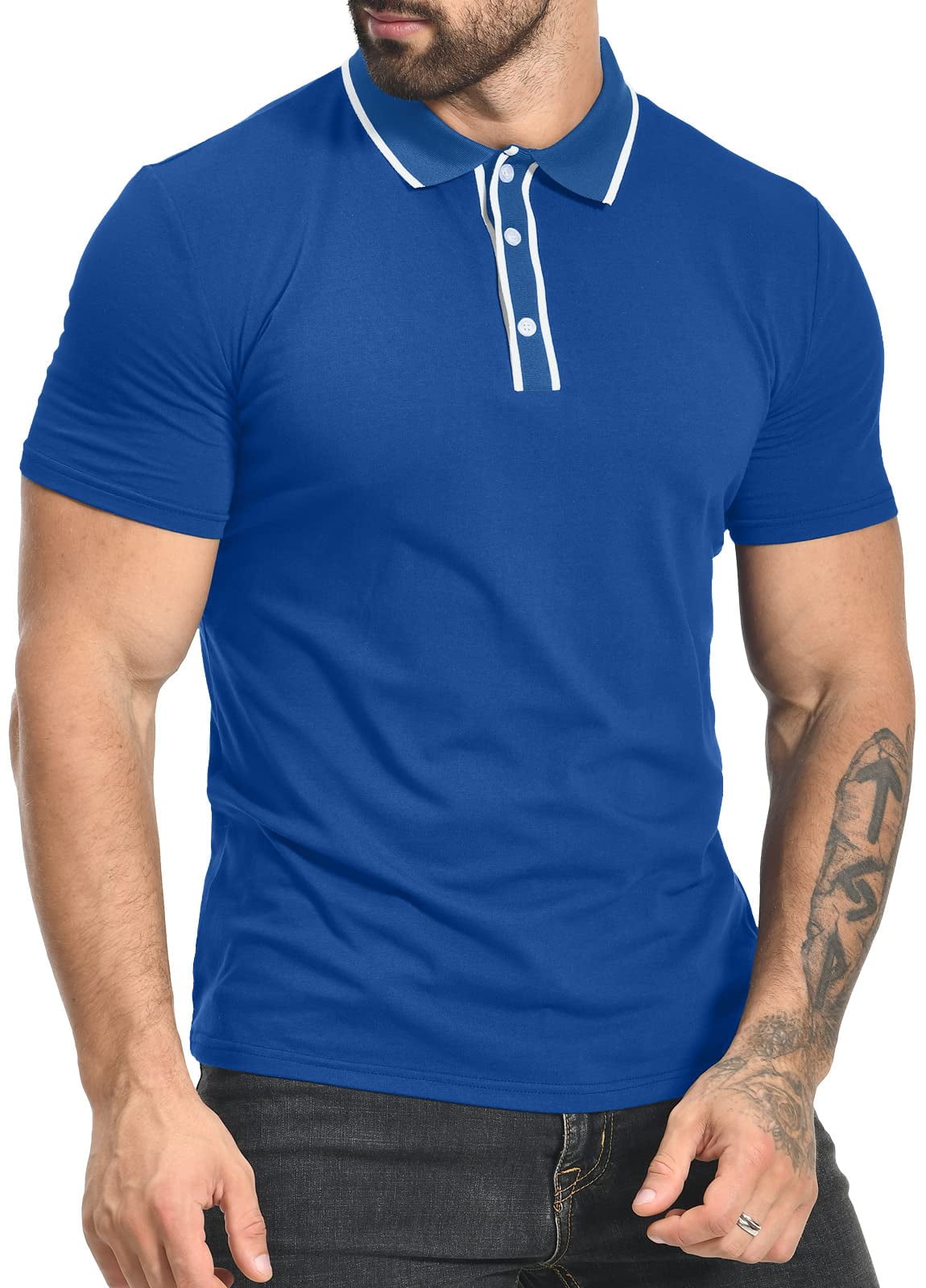 HAOMEILI Men's Polo Shirt Casual Slim Fit Short Sleeve Golf Polo Shirt ...