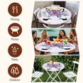 thumbnail image 7 of Purple Rose Antlers Round Tablecloth, Fitted Table Cover with Elastic for 36"-44" Round Tables, Abstract Art Fancy Flowers Stars Table Cloth Outdoor Indoor Dinning Party Waterproof Tablecloths, 7 of 7