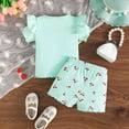 thumbnail image 7 of TOWED22 Toddler Baby Girls Clothes Ruffle Short Sleeve T-Shirt and Cherry Shorts Sets Summer 2 PCS Outfits(Green,2-3 Y), 7 of 7