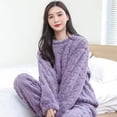 thumbnail image 3 of Traje cálido de terciopelo de algodón jacquard de color puro para invierno para hombres y mujeres, ropa de casa cálida y gruesa para parejas, 3 of 6
